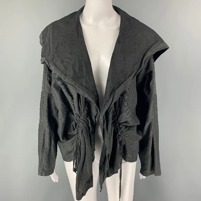 PLANET Size One Size Black Grey Microfiber Stripe Jacket Plaid Jacket Tartan Jacket Houndstooth Jacket