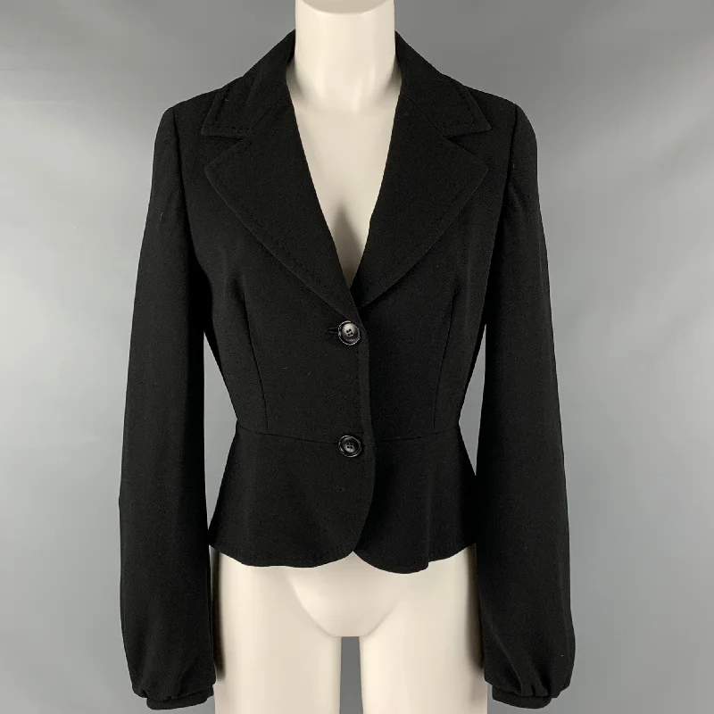 MAX MARA Size 8 Black Triacetate Blend Single Breasted Jacket Jacket Blazer Coat