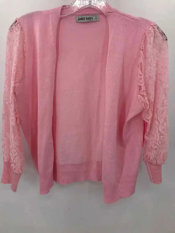 Pre-Owned Grace Karin Pink Size Small Sweater Graphic Sweater Embroidered Appliqued