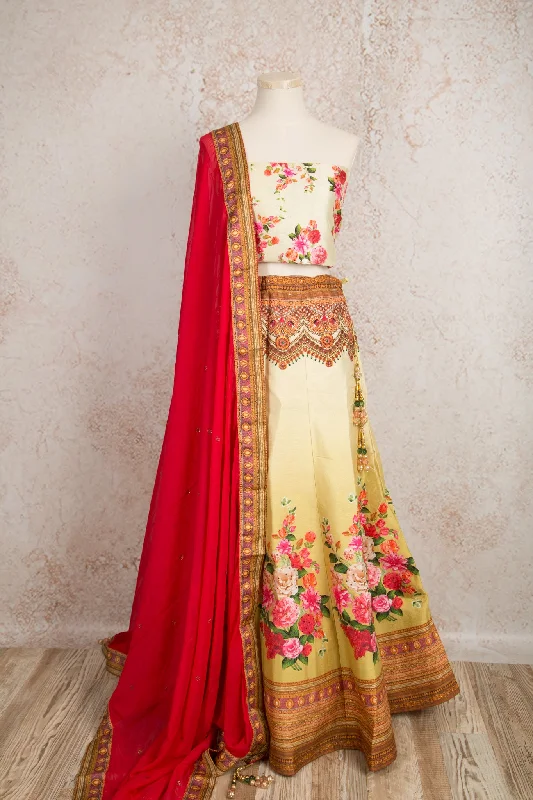 Printed choli & skirt R8_1532 ruffled skirt detail