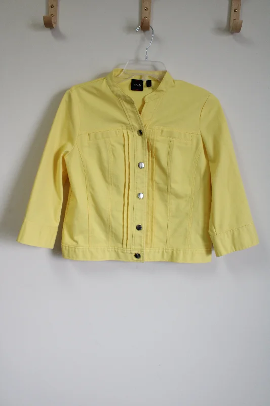 Rafaella Yellow Jacket | 6 Notch Collar Peter Pan Collar Cowl Neck