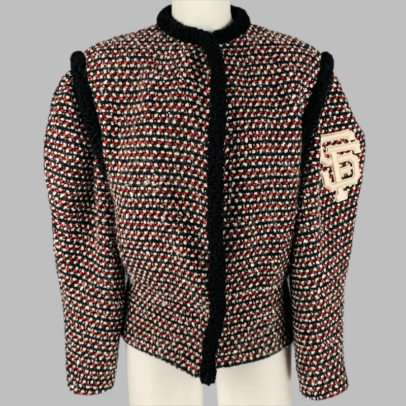 GUCCI MLB Giants Fall 2018 Size 4 Black Multi Color Polyamide Embellishment Jacket Mesh Jacket Canvas Jacket Denim Jacket