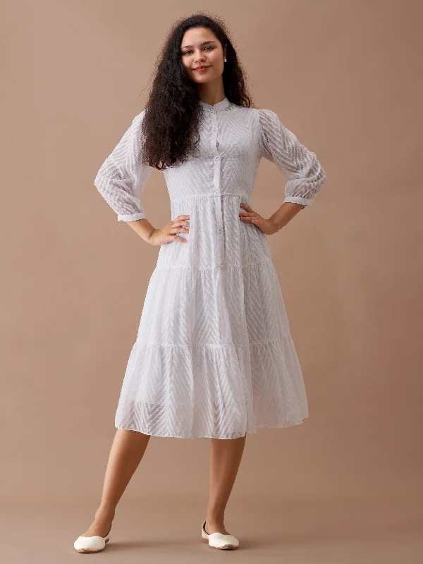 White Crepe Chiffon Swiss Dot Boat Neck Tunic Top with Jacket Satin Fabric Silk Fabric Chiffon Fabric