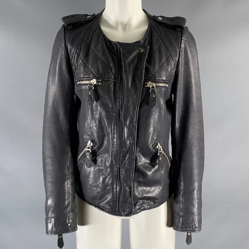 ISABEL MARANT Size 4 Navy Zip Up Jacket Insulated Jacket Fitted Jacket Loose Jacket