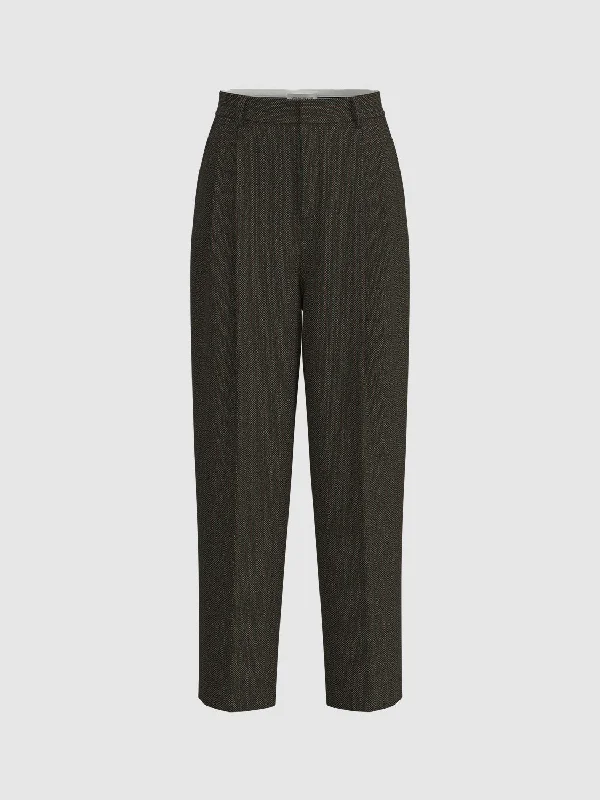 Regular Carrot Fit Pants Comfortable Pleated Pants