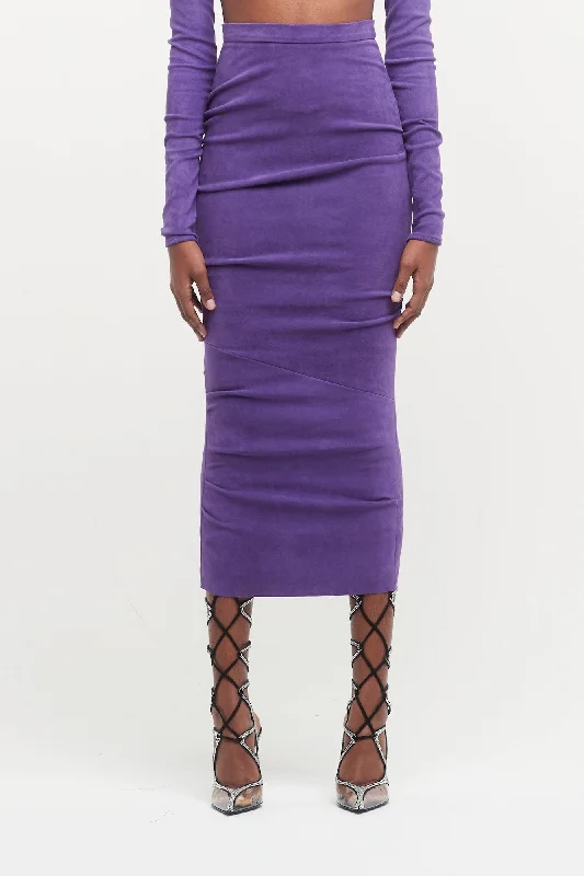 LaQuan Smith Leather Skirt in Grape wool skirt warm