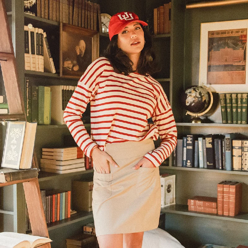 Crimson Striped Sweater Seamless Knitted Crochet