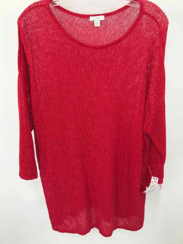 Pre-Owned J Jill Red Size Large Sweater Bright Pastel Dark