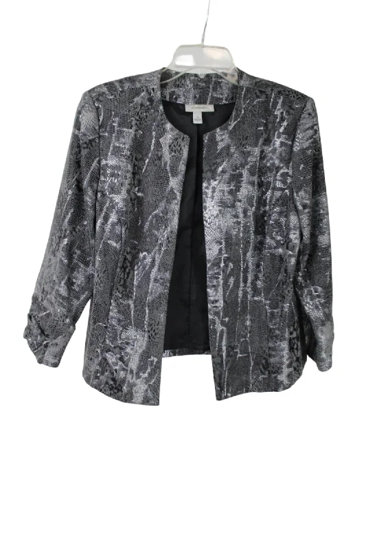 Dresbarn Gray Patterned Light Jacket | M Quilted Jacket Puffer Jacket Insulated Jacket