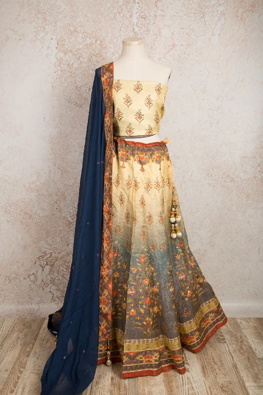 Printed choli & skirt R8_1516 denim skirt stylish