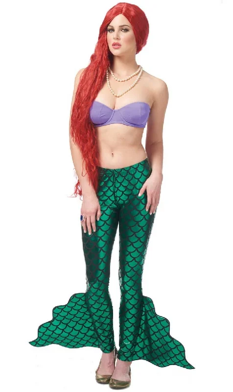 Underwater Mermaid Womens Green Costume Pants Stylish Elastic Waist Pants