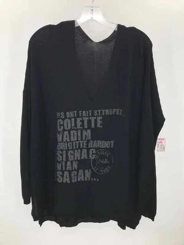 Pre-Owned Au Soleil de Saint Tropez Black Size One Size Printed Sweater Notch Collar Peter Pan Collar Cowl Neck