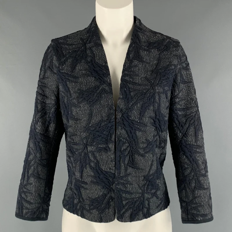 PAS de CALAIS Size M Navy White Polyester Blend Jacket Rayon Jacket Velvet Jacket Corduroy Jacket