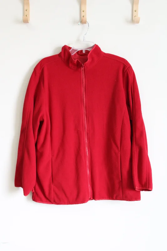 Athletec Red Fleece Jacket | L Front Pockets Side Pockets Patch Pockets