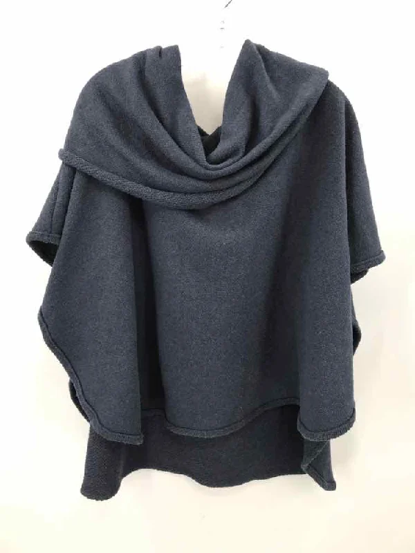 Pre-Owned Heidi Hess Navy Size Small Poncho Sweater Beaded Sweater Sequined Faux Fur
