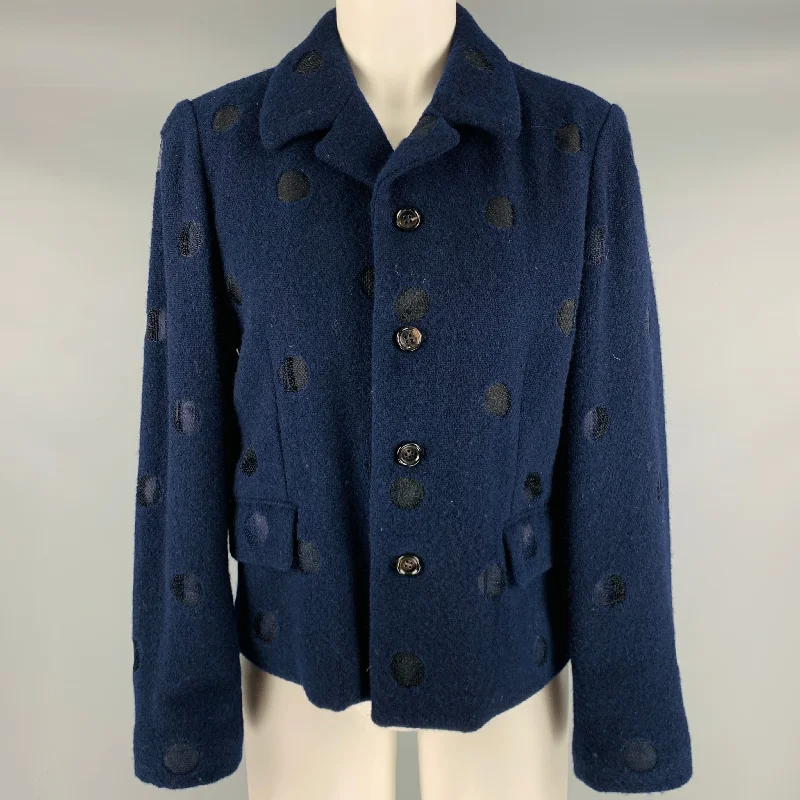 COMME des GARCONS 1997 Size M Navy Black Wool Blend Short Jacket Toggled Jacket Drawstring Jacket Belted Jacket