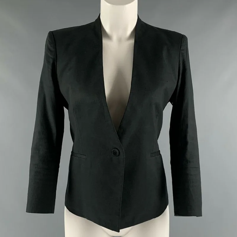 HELMUT LANG Size 2 Grey Cotton Blend Single breasted Jacket Corduroy Jacket Velvet Jacket Brocade Jacket
