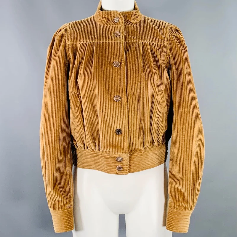 MARC JACOBS Size XS Camel Cotton Elastic Waistband Blouson Jacket Chenille Jacket Brocade Jacket Lace Jacket