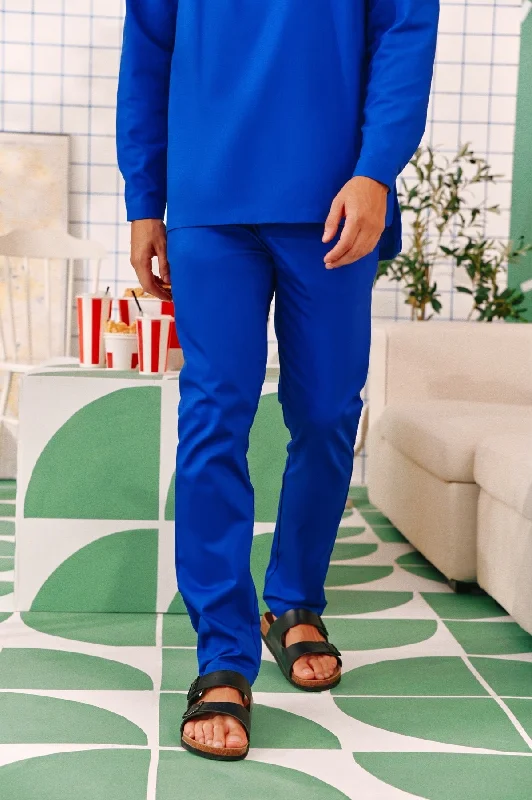 The Perfect Men Slim Fit Pants - Classic Blue Elegant High-Waist Pants
