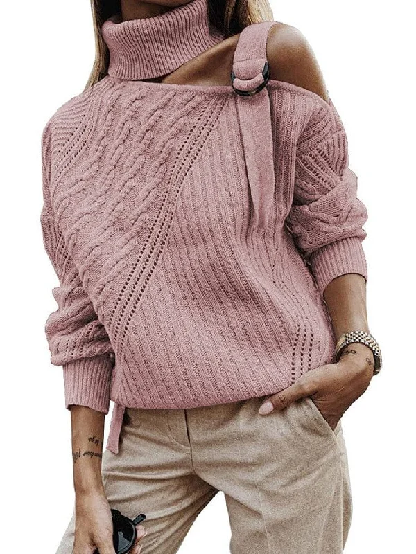 Asymmetrical Knit Sweater for Women Graphic Sweater Embroidered Appliqued
