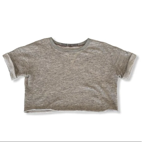 Champion x TODD SNYDER grey cropped sweater tee XS Solid Print Embellished