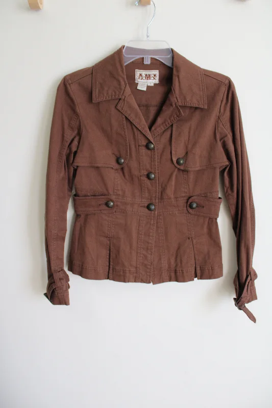 AMX Brown Jacket | S Satin Jacket Silk Jacket Chiffon Jacket