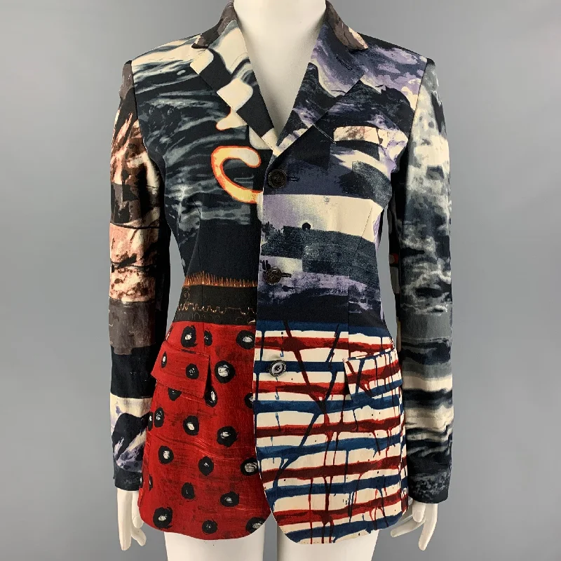 Vintage JEAN PAUL GAULTIER Size 12 Multi-Color Print Acetate Blend Jacket Snapped Jacket Toggled Jacket Drawstring Jacket Vintage JEAN PAUL GAULTIER Size 12 Multi-Color Print Acetate Blend Jacket Snapped Jacket Toggled Jacket Drawstring Jacket