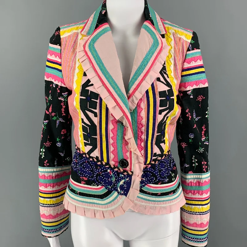 CHRISTIAN LACROIX Size 4 Multi-Color Cotton Beaded Jacket Cotton Fabric Linen Fabric Terry Fabric CHRISTIAN LACROIX Size 4 Multi-Color Cotton Beaded Jacket Cotton Fabric Linen Fabric Terry Fabric