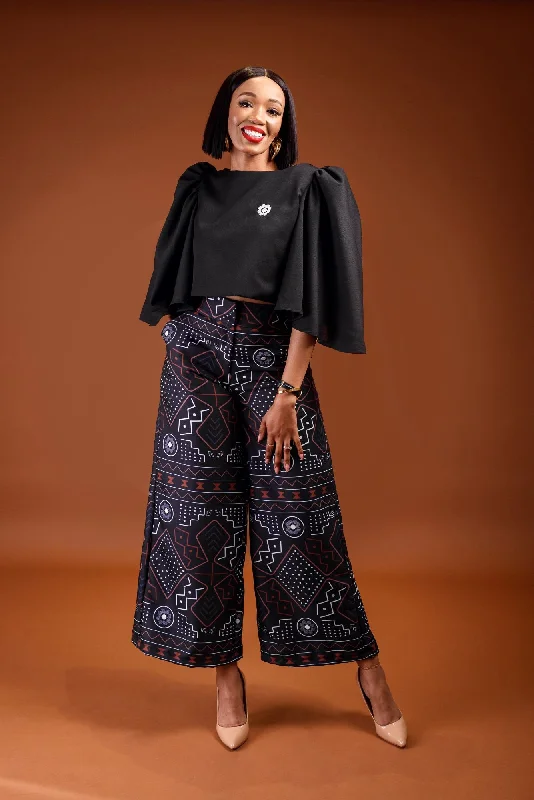 Ladies-Mudcloth Palazzo Pants Cozy Maternity Pants