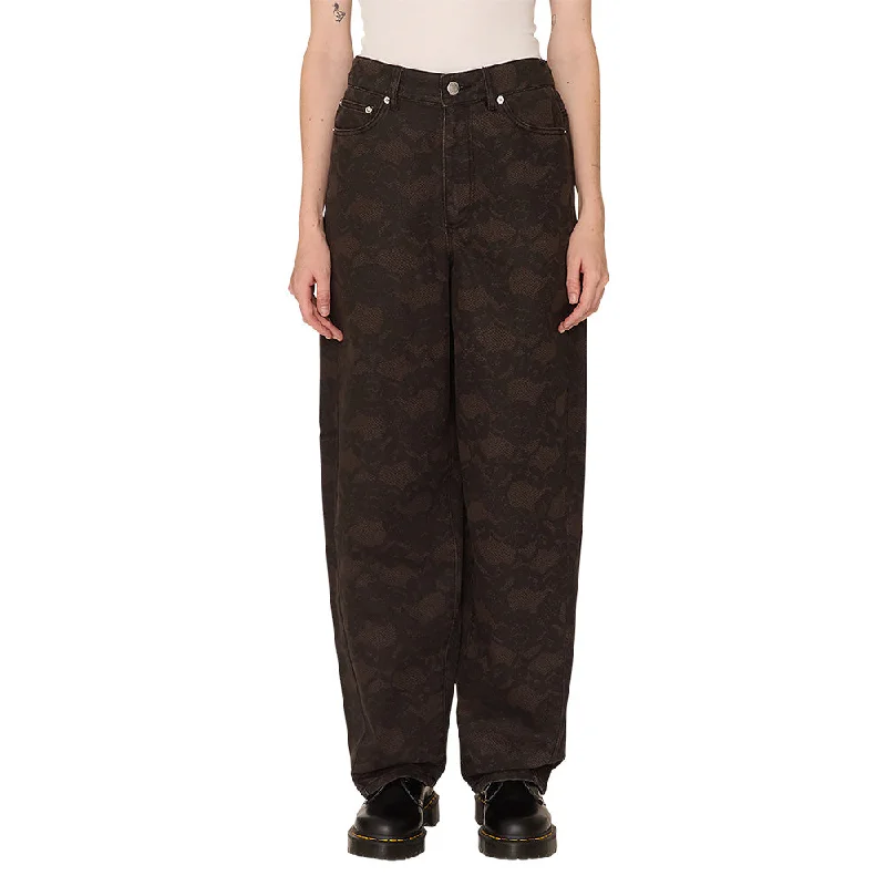 OBEY LEAH III PRINTED BAGGY 5 POCKET PANT // CHOCOLATE Soft Wool Pants