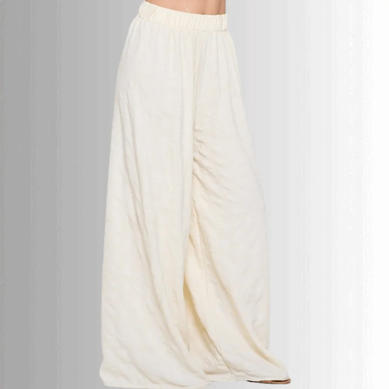 Hamptons Textured Palazzo Pants Chic Checkered Pants
