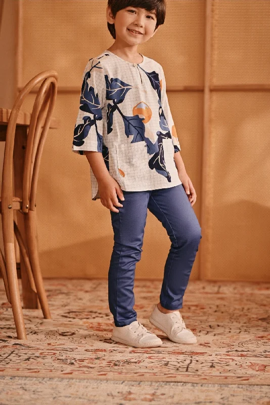 The Perfect Slim Fit Pants - Steel Blue Trendy Printed Pants