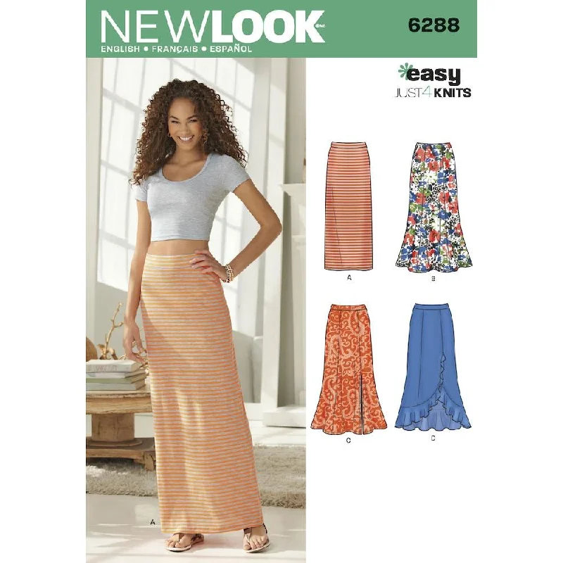 Newlook Pattern 6288 Misses' Pull on Knit Skirts casual skirt length