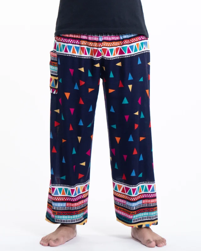Unisex Triangles Harem Pants in Navy Classic Straight Pants
