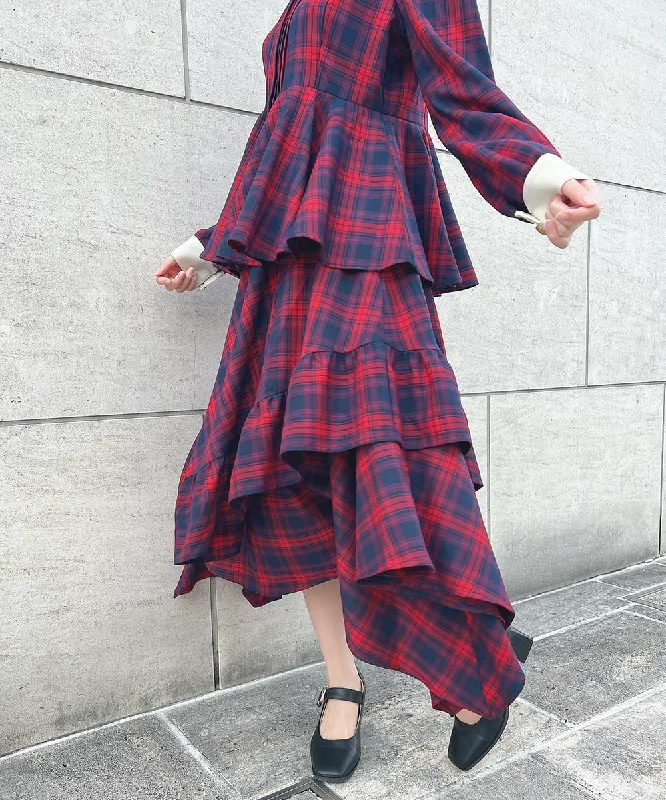 Check Random Hem Skirt / an another angelus [52BG03p013]. silk skirt elegant