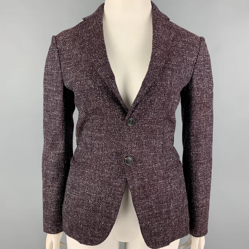 EMPORIO ARMANI Size 10 Purple Grey Heather Jacket Blazer Toggled Jacket Drawstring Jacket Belted Jacket