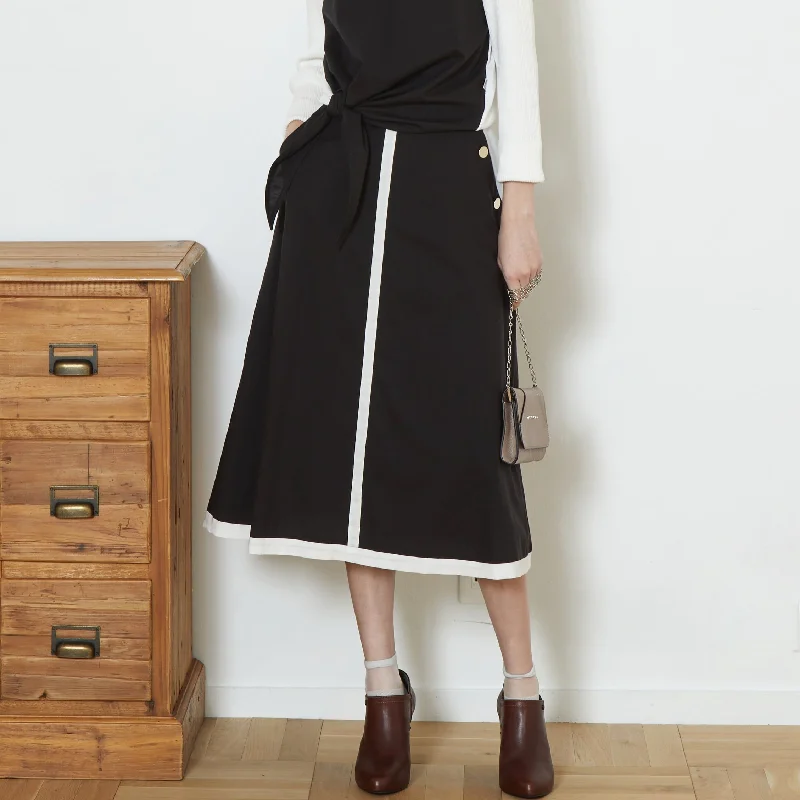 DiDi Guranjie Buttoned Schematic A-line Skirt (Black & Off-White) leather skirt bold