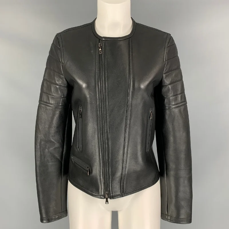 NEIL BARRETT Size S Black Zip Up Jacket V-Neck Jacket Boat Neck Jacket Square Neck Jacket