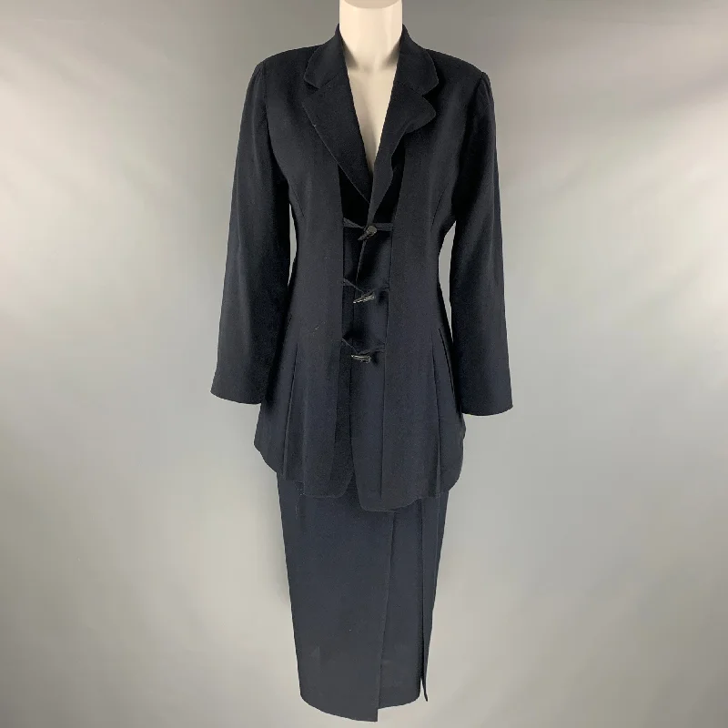 MATSUDA Size S Vintage Charcoal Wool Skirt Jacket Suit Oversized Jacket Tailored Jacket Straight Jacket