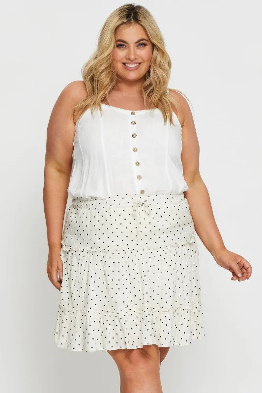 Polka Dot Mini Skater Skirt Elastic Waist leather skirt bold