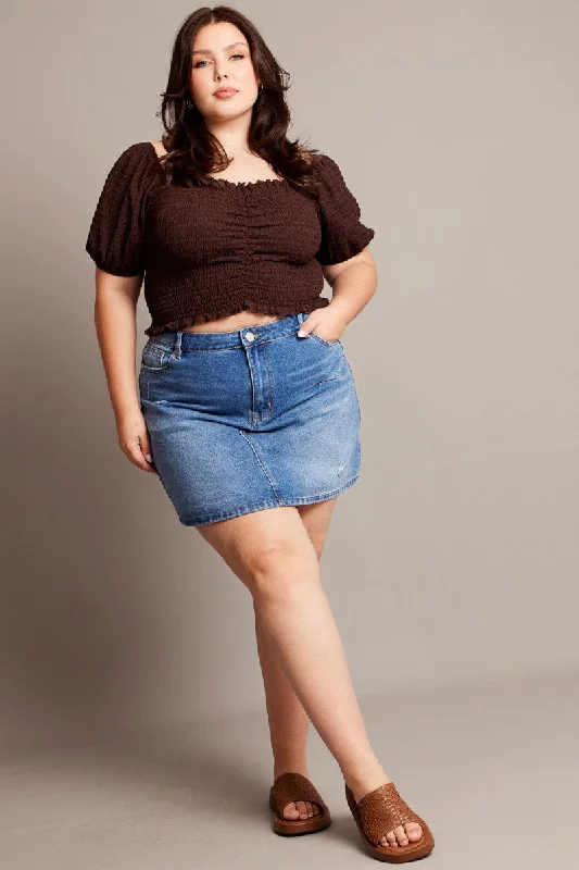 Denim Distressed Mini Skirt flowy skirt hem