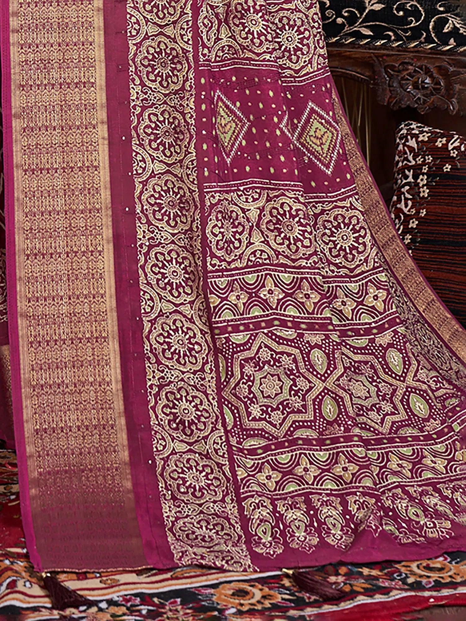 Saree Mall Women's Blend Magenta Embroidered Designer Saree With Blouse Piece-KHADI1008 Peter Pan Blouse Saree Mall Women's Blend Magenta Embroidered Designer Saree With Blouse Piece-KHADI1008 Peter Pan Blouse