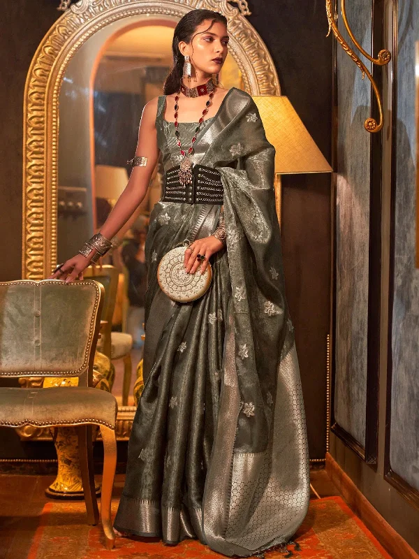 Saree Mall Women's Organza Grey Woven Design Designer Saree With Blouse Piece-KATIE317003 Elegant Office Blouse Saree Mall Women's Organza Grey Woven Design Designer Saree With Blouse Piece-KATIE317003 Elegant Office Blouse