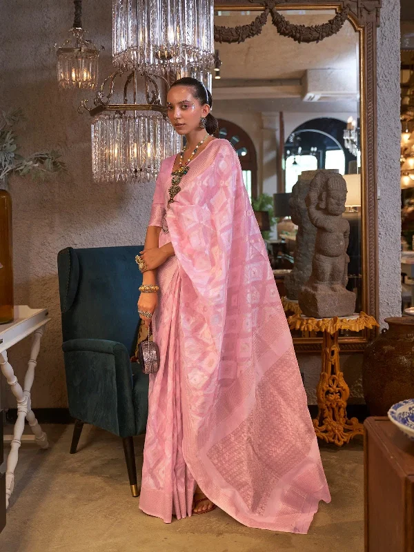 Saree Mall Women's Pure Linen Pink Woven Design Designer Saree With Blouse Piece-KAPAS300002 Lightweight Linen Blouse Saree Mall Women's Pure Linen Pink Woven Design Designer Saree With Blouse Piece-KAPAS300002 Lightweight Linen Blouse