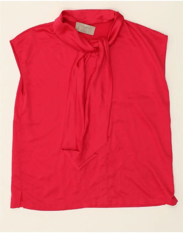 VINTAGE Womens Front Tie Blouse Top UK 14 Medium Red Polyester Casual Relaxed Blouse VINTAGE Womens Front Tie Blouse Top UK 14 Medium Red Polyester Casual Relaxed Blouse