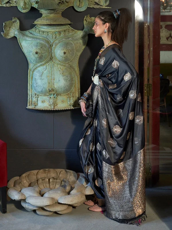 Saree Mall Women's Blend Black Woven Design Designer Saree With Blouse Piece-KELSEY299002 Satin Drape Blouse Saree Mall Women's Blend Black Woven Design Designer Saree With Blouse Piece-KELSEY299002 Satin Drape Blouse