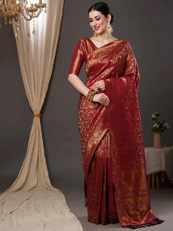 Saree Mall Women's Blend Burgundy Woven Design Designer Saree With Blouse Piece-14ALEKHA1403 Pastel Color Blouse Saree Mall Women's Blend Burgundy Woven Design Designer Saree With Blouse Piece-14ALEKHA1403 Pastel Color Blouse