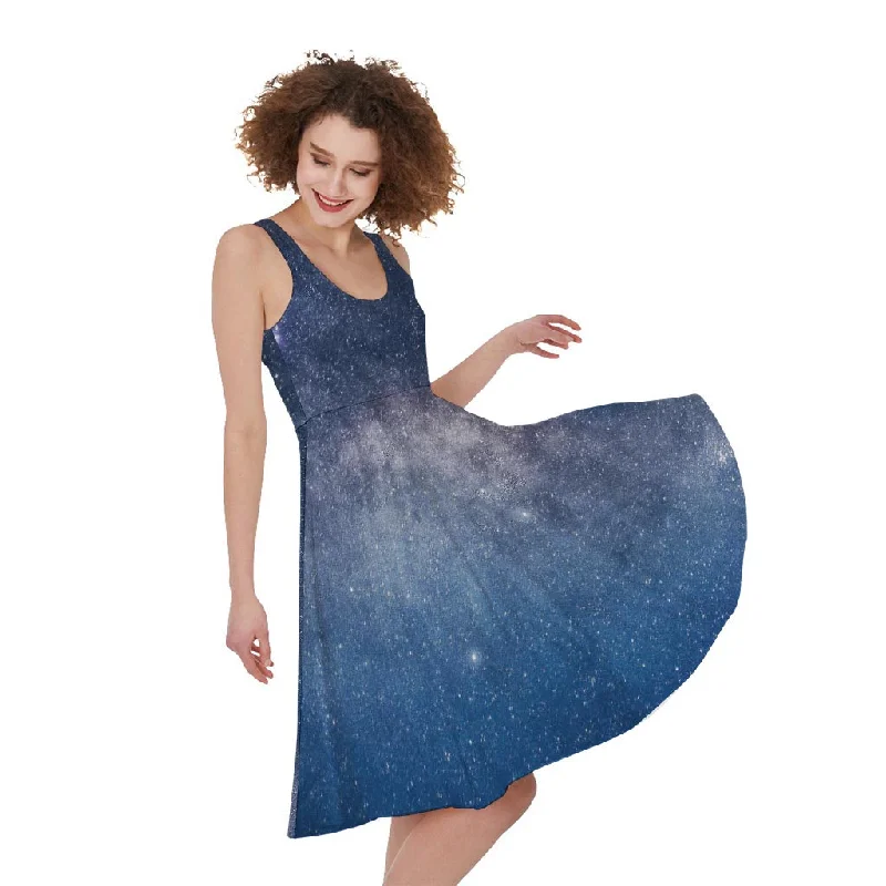 Dark Nebula Universe Galaxy Space Print Sleeveless Knee Length Dress Tunics Brand named Dark Nebula Universe Galaxy Space Print Sleeveless Knee Length Dress Tunics Brand named