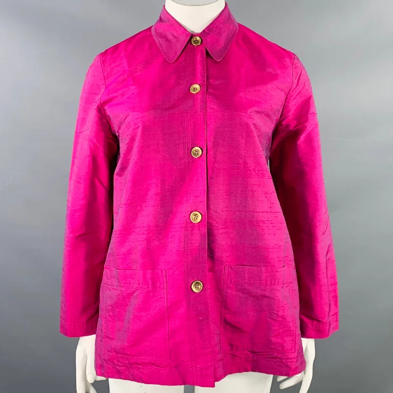 SAKS FIFTH AVENUE Size L Pink Fuchsia Silk Jacket Blazer Quilted Jacket Puffer Jacket Insulated Jacket SAKS FIFTH AVENUE Size L Pink Fuchsia Silk Jacket Blazer Quilted Jacket Puffer Jacket Insulated Jacket