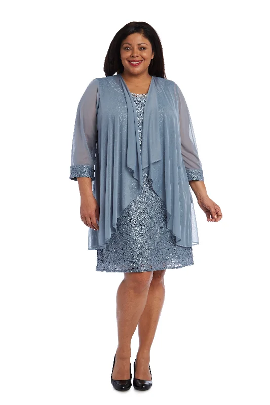 Women's Plus Size Sheer Draped Jacket and Pearl-Embellished Lace Shift Dress Cardigan Sweater Pullover Women's Plus Size Sheer Draped Jacket and Pearl-Embellished Lace Shift Dress Cardigan Sweater Pullover